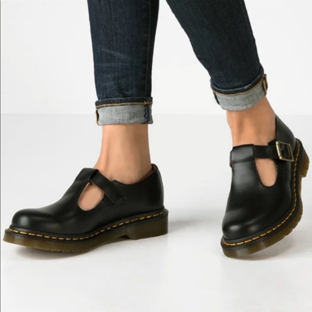 DR. MARTENS Polley Mary Jane style shoes size 8USL black leather 90s Y2K neutral